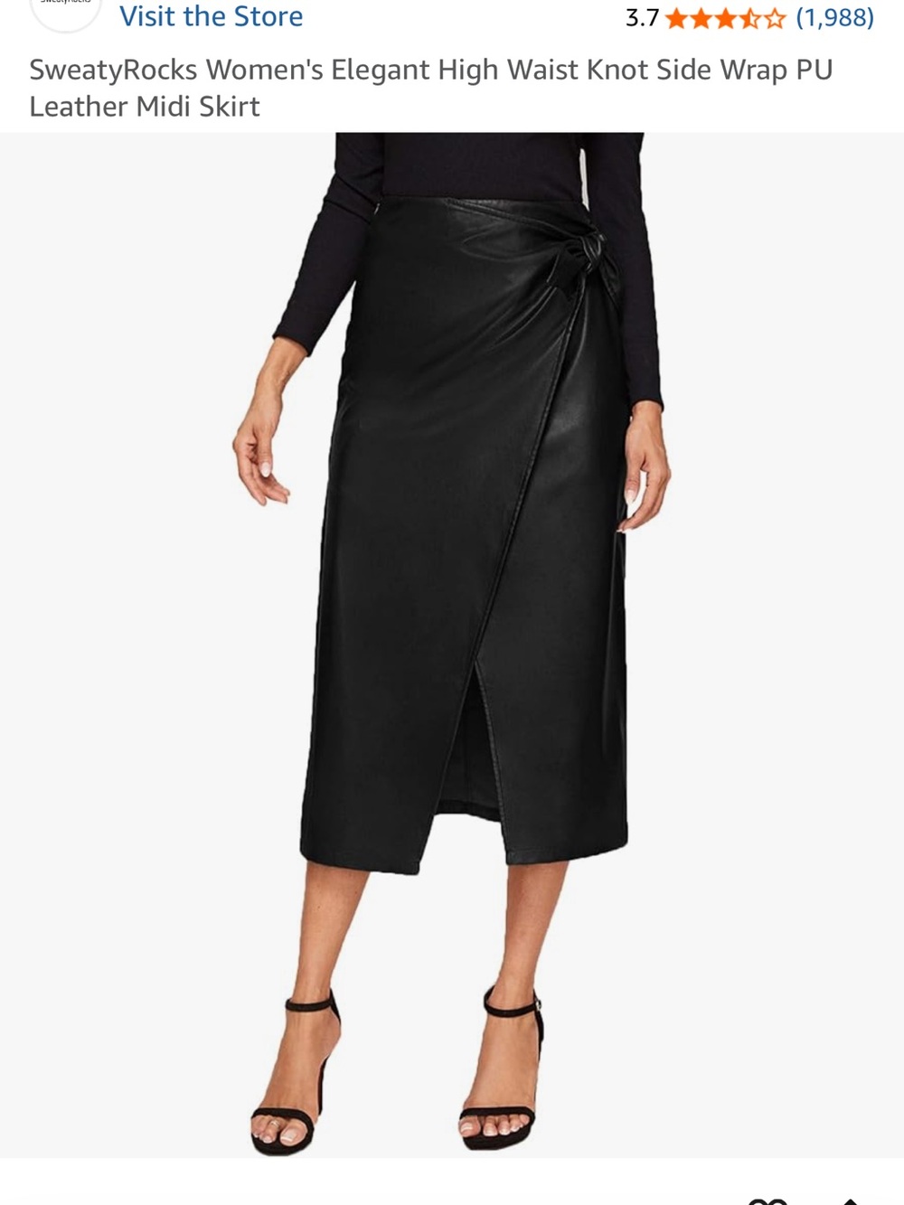 Elegant High Waist Knot Side Wrap PU Leather Midi Skirt - Picture 2 of 10